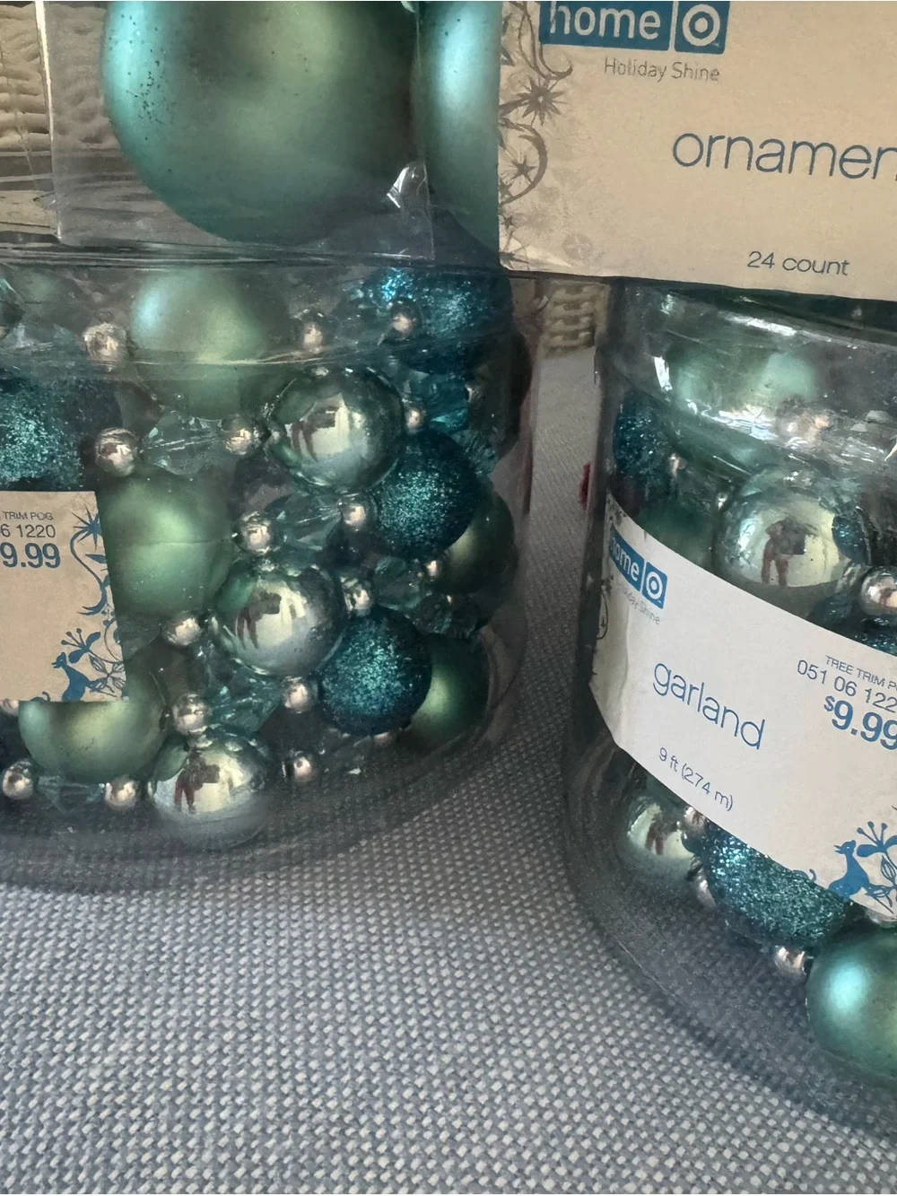 Target Teal Blue Christmas Ornament and Garland Set